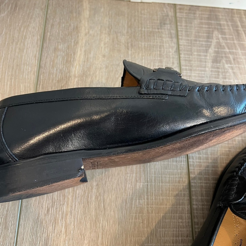 Brass Boot Mens Black Croc Embossed Leather Bit Loafers 93346 001 Size 10 M - Picture 12 of 13